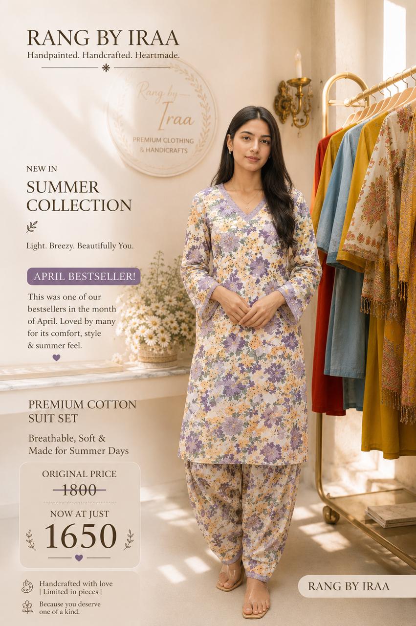 Banafsha — lavender floral cotton set by Rang by Iraa